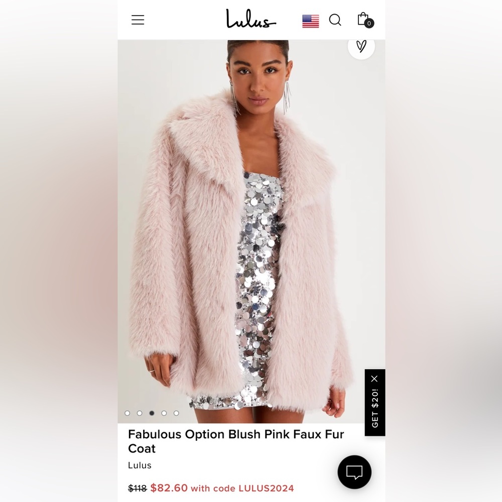 NWT new with tags Lulus blush pink faux fur coat